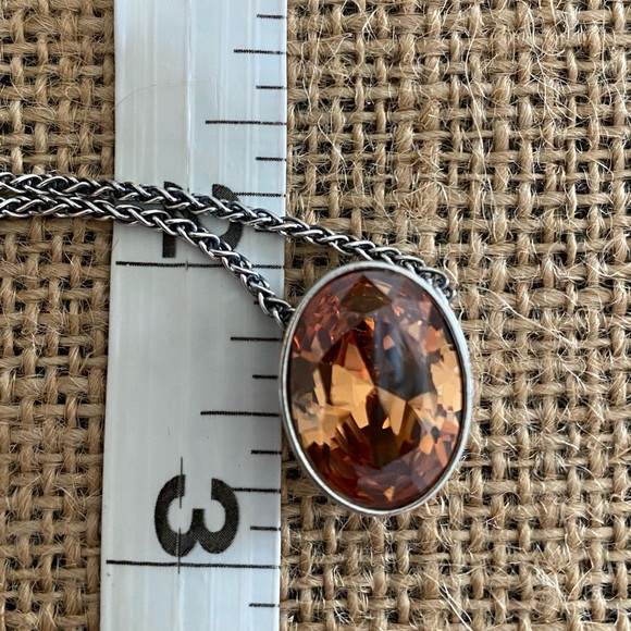 Silpada retired sterling silver 925 faceted oval champagne CZ necklace - Picture 6 of 9